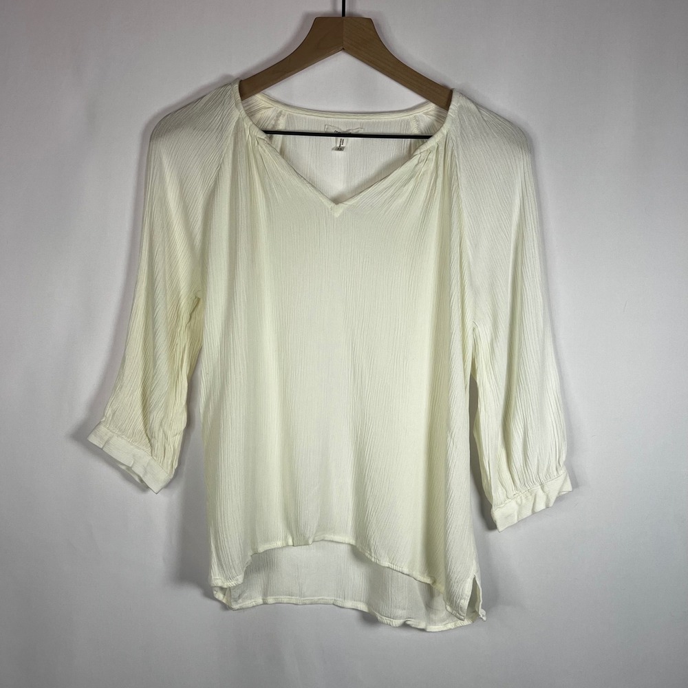 Maurices Shirt Women XS Cream V-Neck‎ Smocked Peasant Blouse Boho Cottagecore